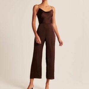 Abercrombie & Fitch Satin Jumpsuit Women's Size Xlarge Brown